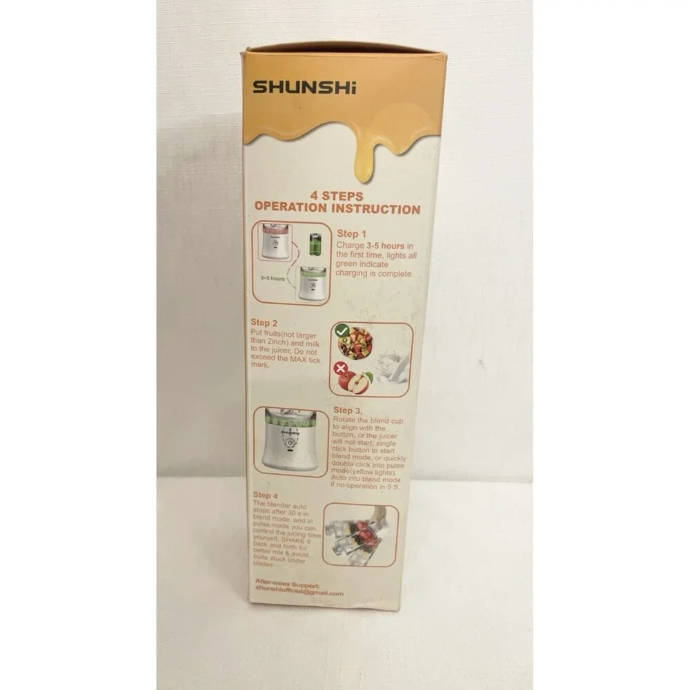 NEW Shunshi Portable Electric Blender 20oz USB Rechargeable White Travel To Go